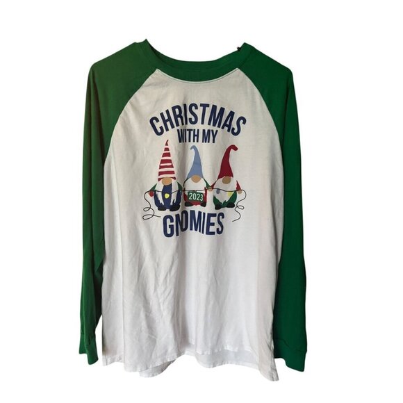 Pj Place Tops - PJ Place Christmas Gnome White & Green Shirt